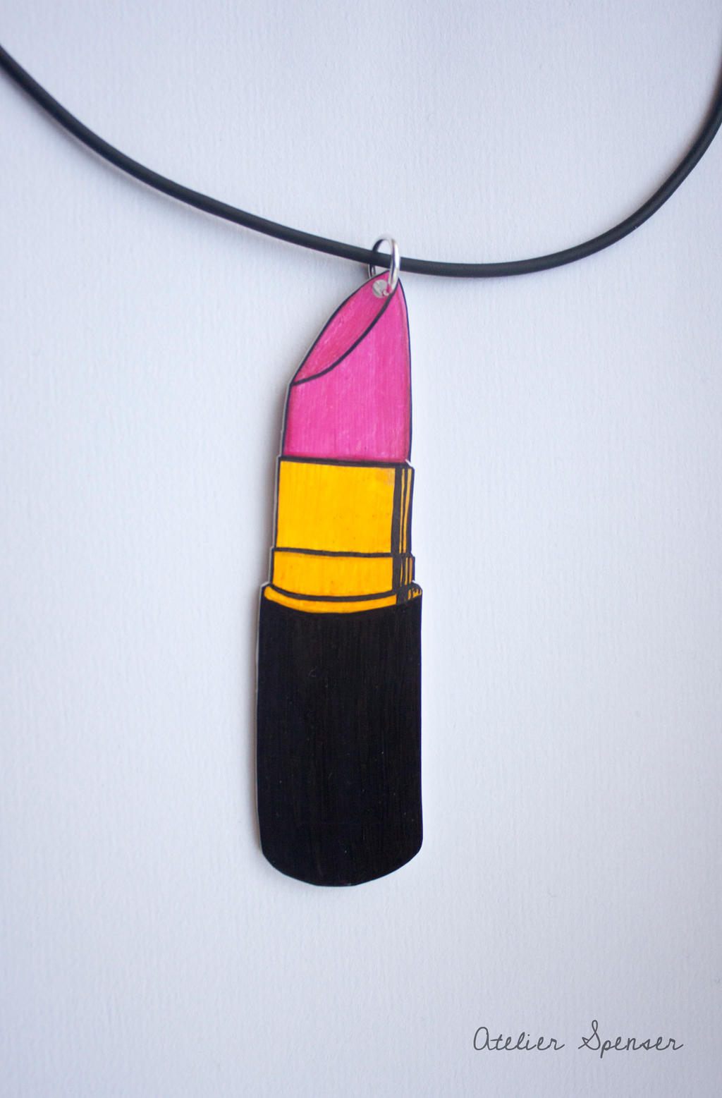 Hot Pink Lipstick Tube Pendant Necklace