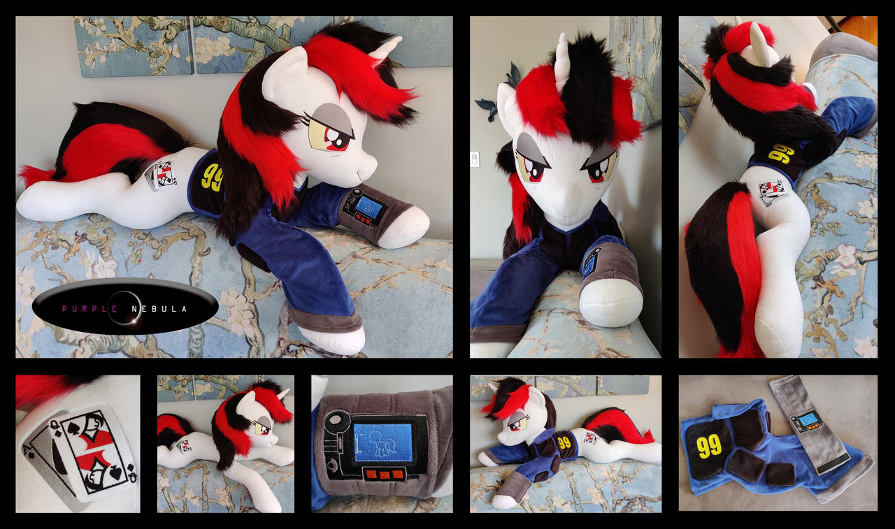 40in Black Jack Plush Pony with Faux Fur