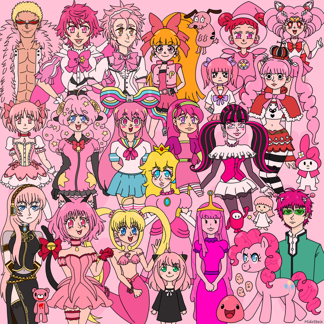 Pink Character Color PINK CHARACTERS by MidoSteix on DeviantArt