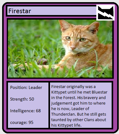 Working on a Warriors trading card game. This is just an idea for how cards  would look : r/WarriorCats