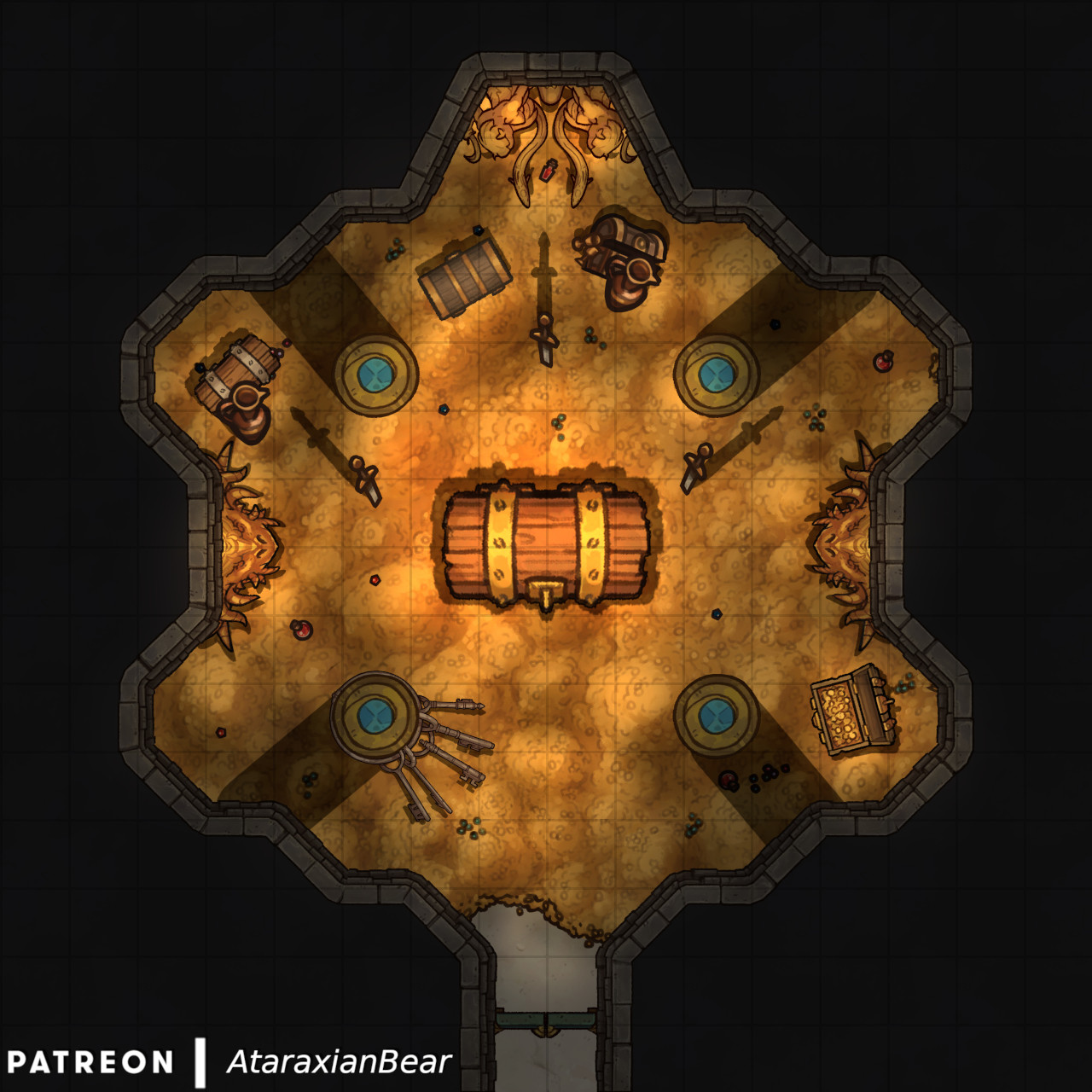 A treasure room with a giant chest by AtaraxianBear on DeviantArt