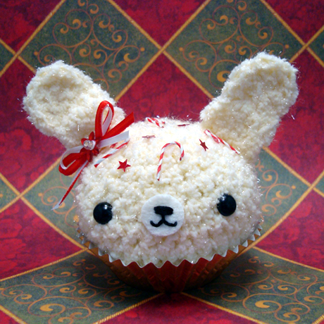 Candy Cane Bunny Cupcake