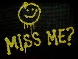 ''Miss me ?'' from Sherlock BBC in cross stitch