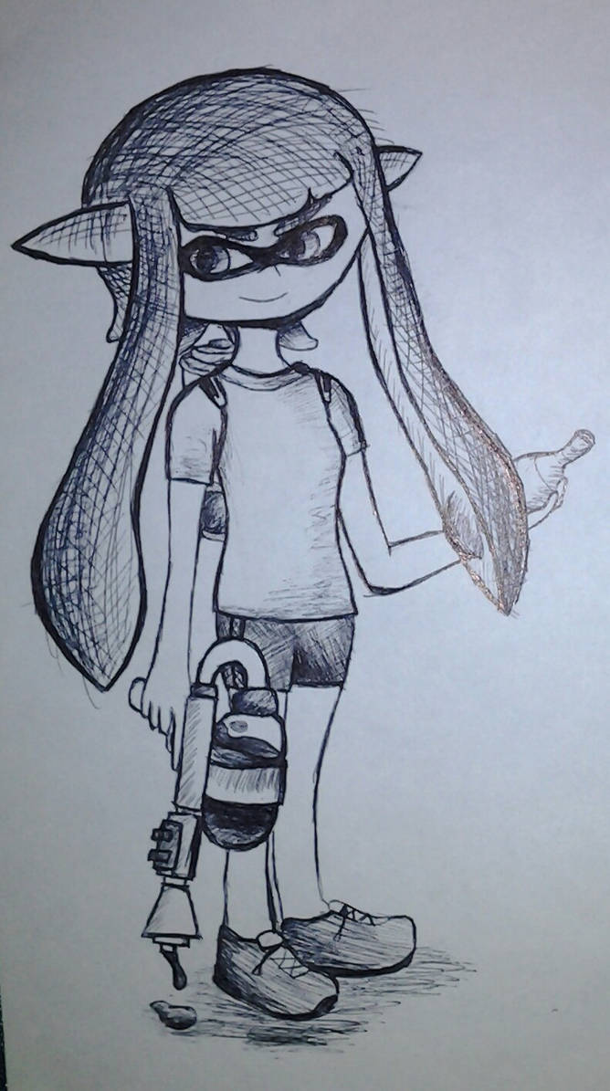Inkling girl drawn in ink by Yuki-IceCreamKitty on DeviantArt