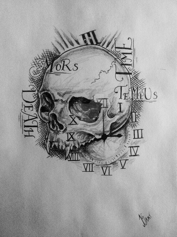Death skull + time tattoo by JSNorrland on DeviantArt