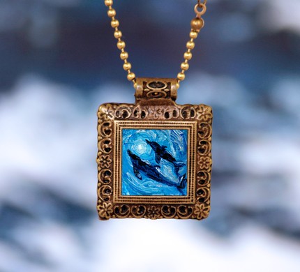 Art Necklace Dolphins