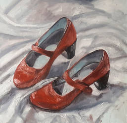 Red Shoes Oil Painting 50 x 50 cm / 20 x 20 inches