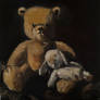 Bear and his little friend oil painting 30 x 30 cm