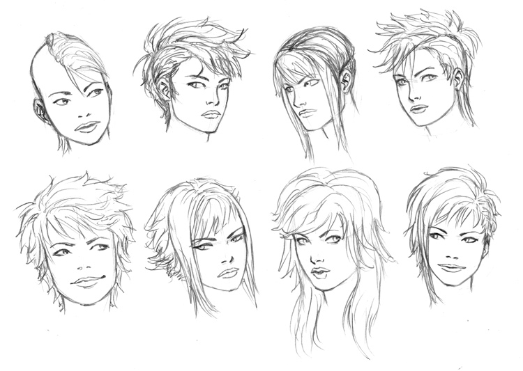 how to draw female hair step by step