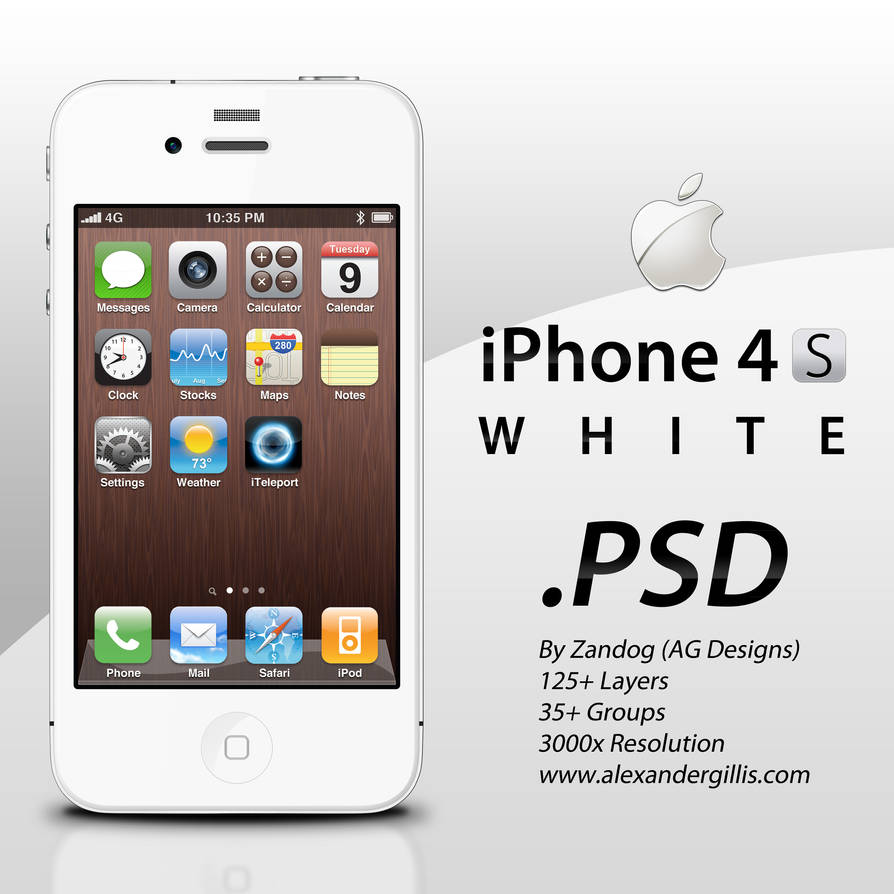 Apple iPhone 4S White .PSD by zandog