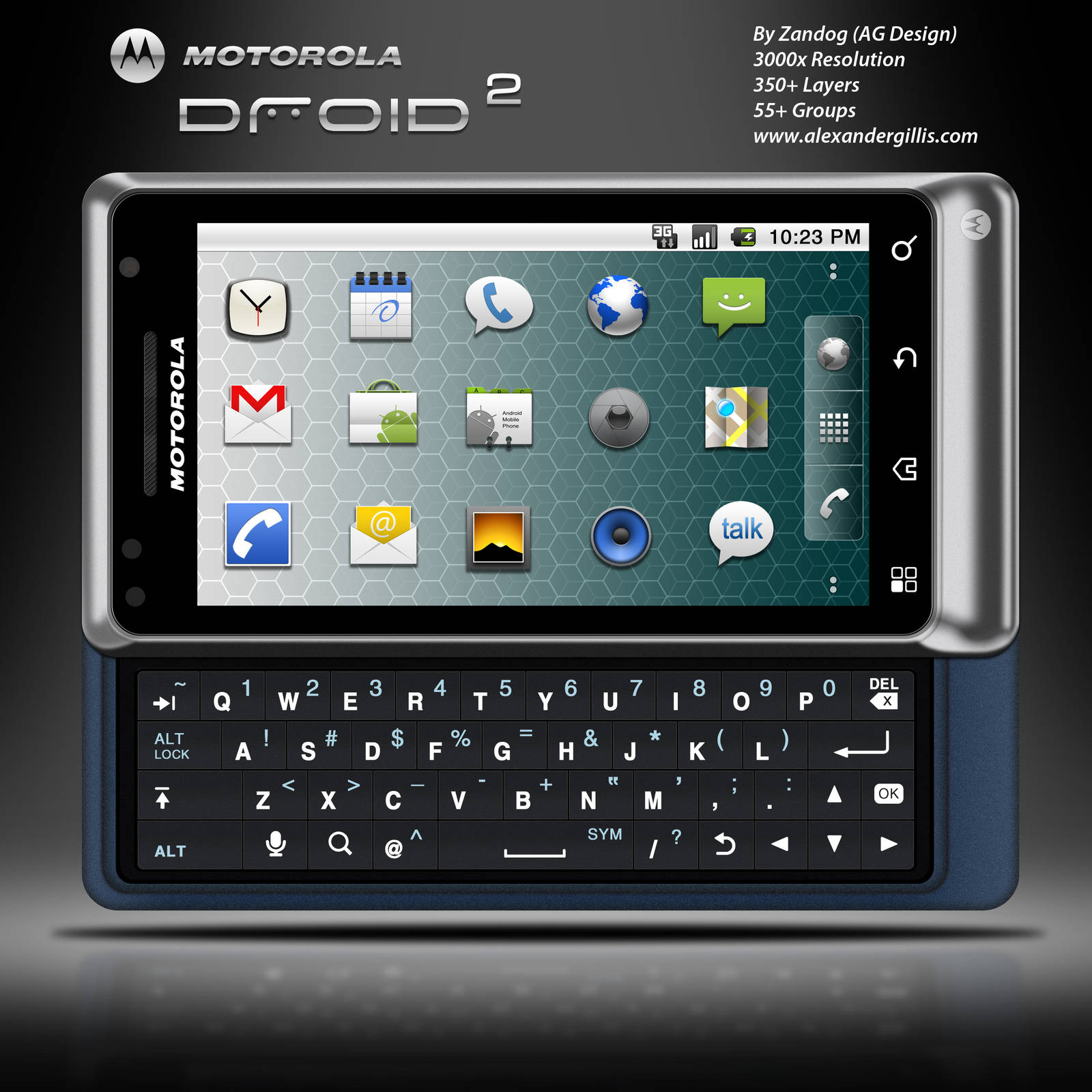Motorola Droid 2 .PSD by zandog