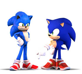 Sonic and Sonic (Ben Schwartz and Ryan Drummond)