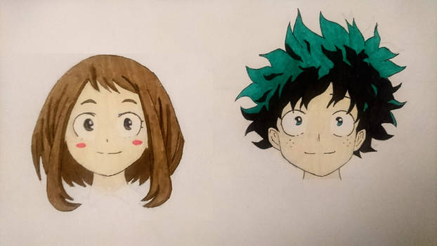 (Colored) Ochako Uraraka and Izuku Midoriya