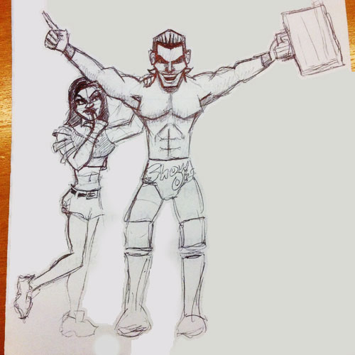 Dolph Ziggler and AJ Doodle