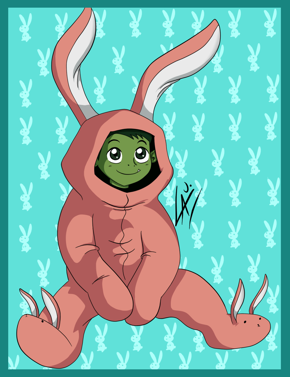 Pink Bunny Suit: Beast Boy