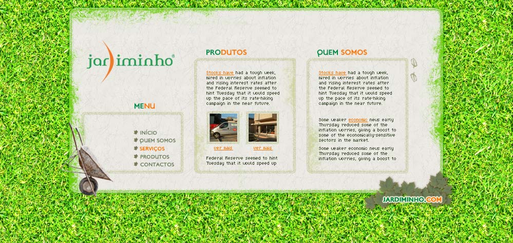 Jardiminho webpage layout