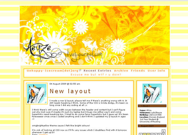Livejournal Example Livejournal Layout by Aeyze on DeviantArt
