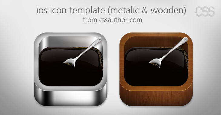 Beautiful ios Apple Icon Template Metalic and Wood