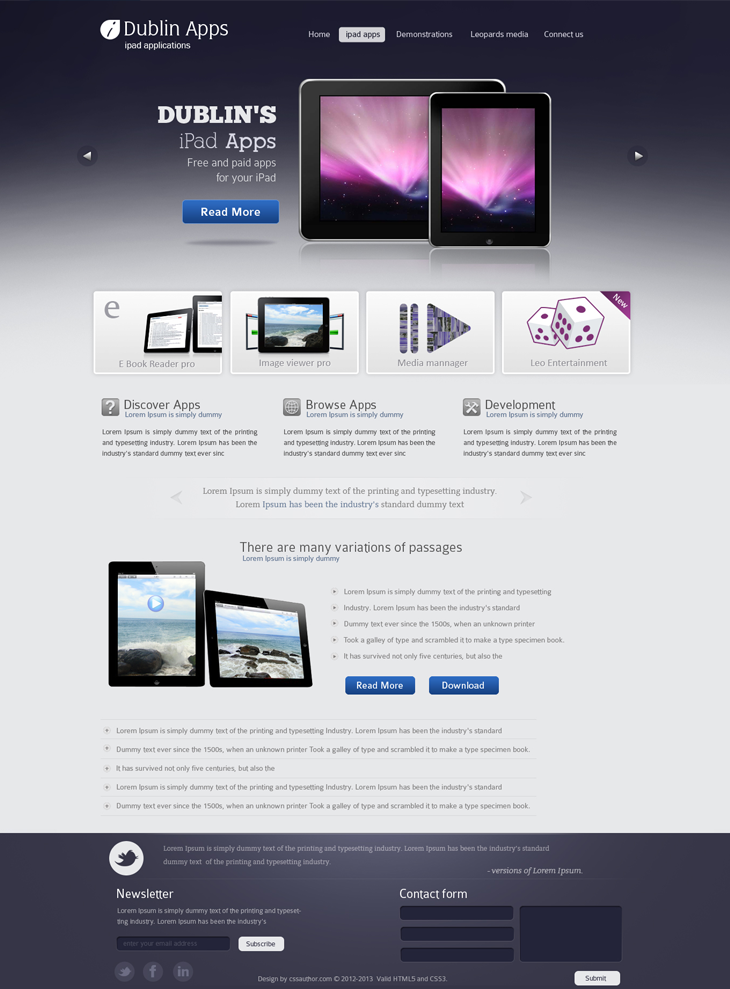 Dublin iPad Apps home page - cssauthor.com