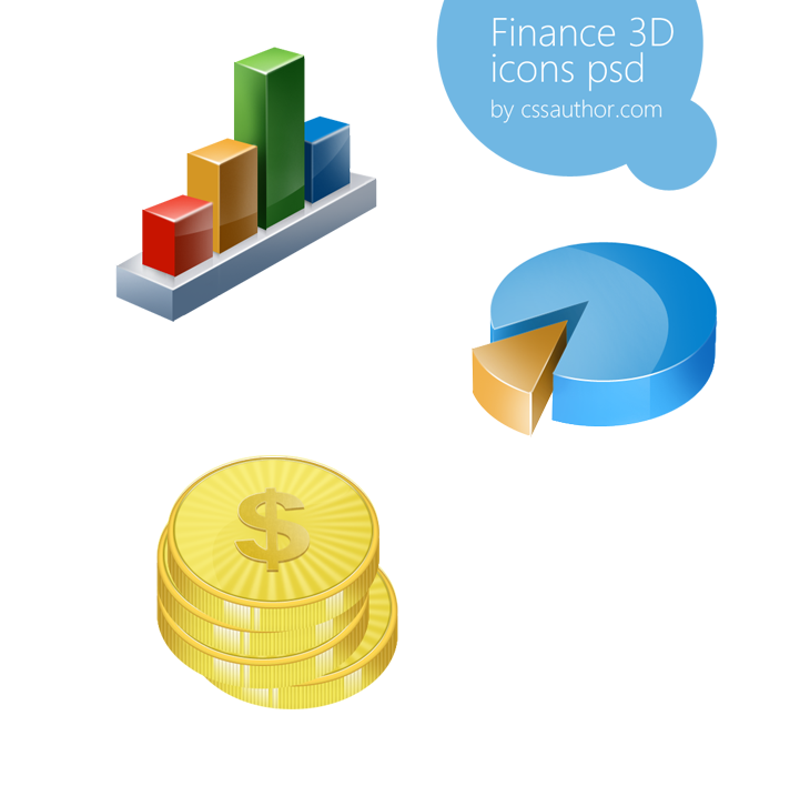 Awesome Finance 3D Icon Set PSD for Free Download 