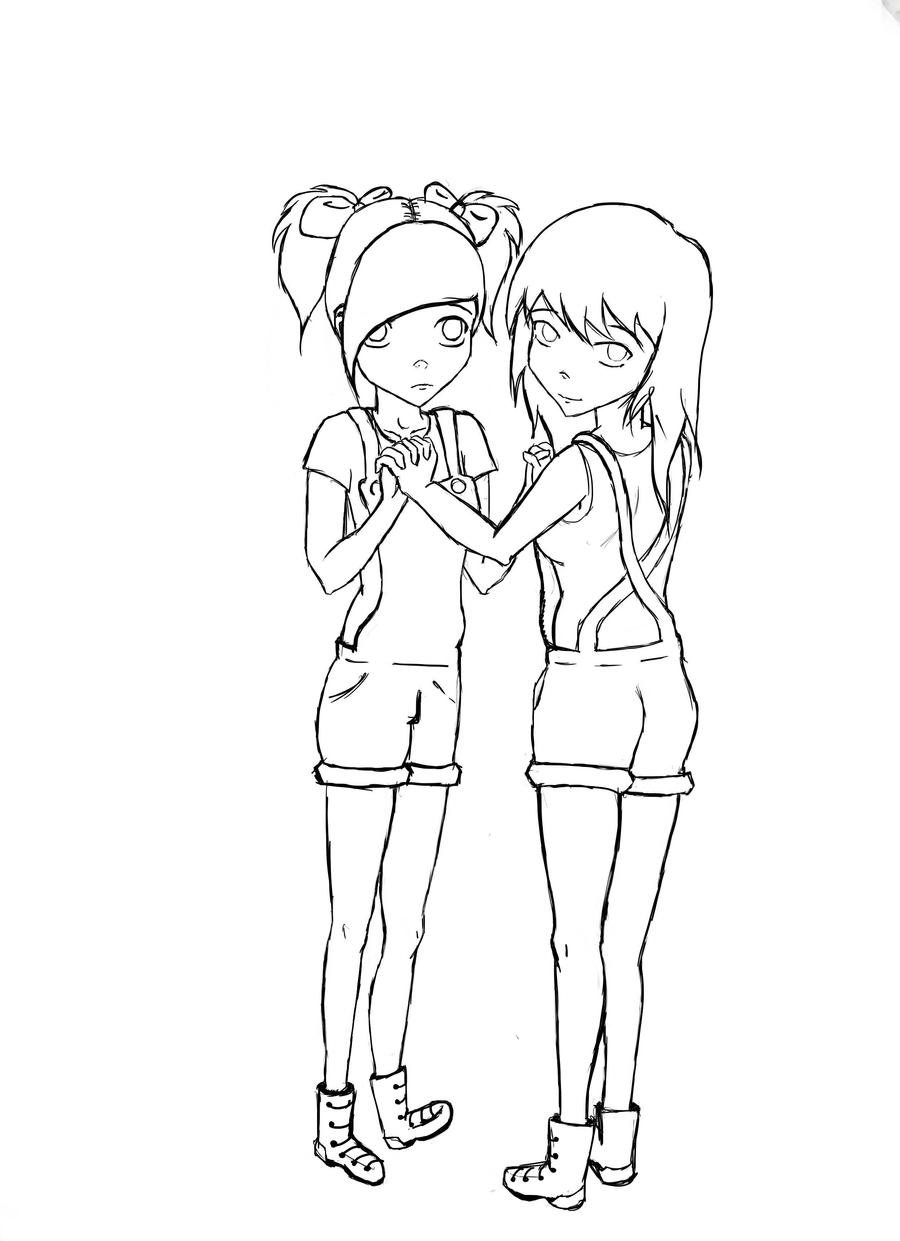 Best Friends Line art by DeepBlackSea on DeviantArt