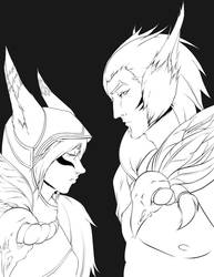 Xayah and Rakan [Lineart]