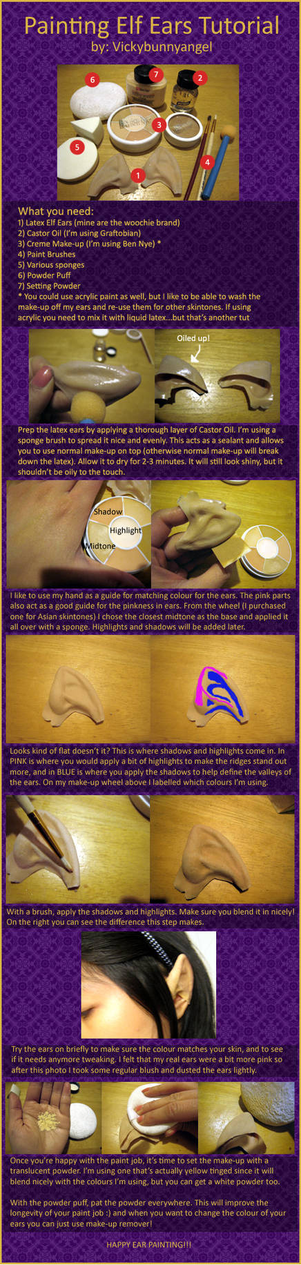 Painting Elf Ears Tutorial by vickybunnyangel