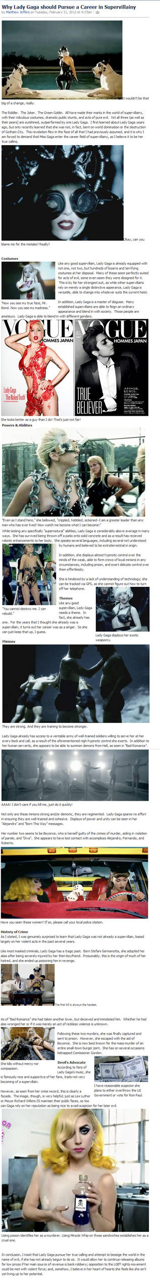 Why Lady Gaga should become a Supervillain