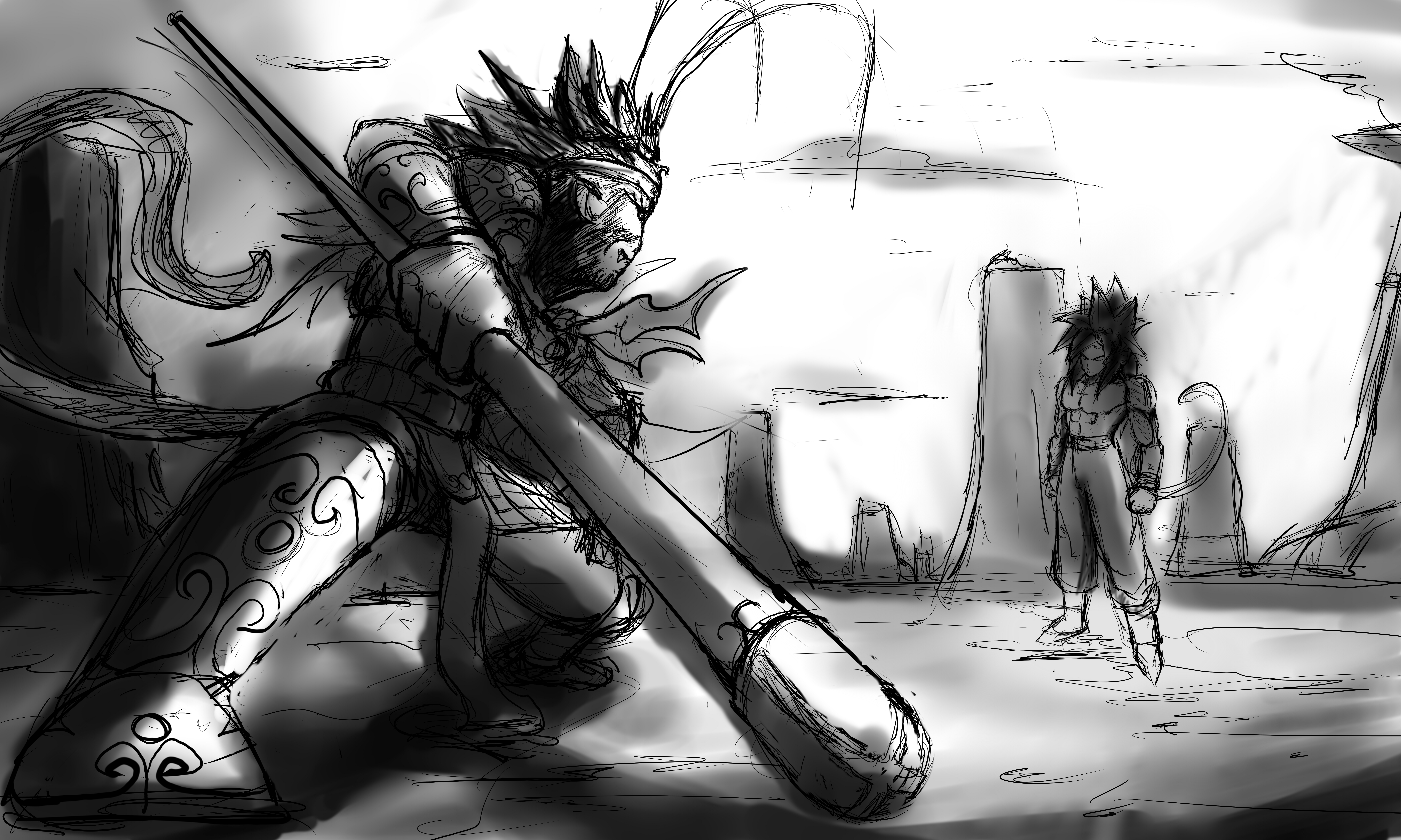 W I P Sun Wukong Vs Goku 4 Toning 2 By Onirinku On Deviantart W I P Sun Wukong Vs Goku 4 Toning 2 By Onirinku On Deviantart