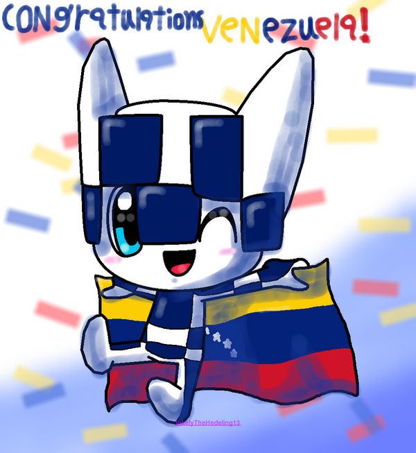 Tokio 2020: Miraitowa celebrating Venezuela