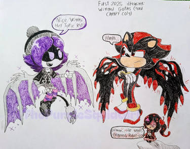 First 2025 drawing: Winged Goths (and Cherry Cola)