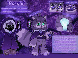 🌕Halloweensona/Fursona/2nd Sona: 💜"Purple" The Werecat💜, (Ref+Bio)