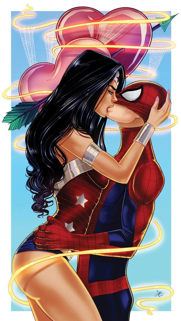 Man x woman. Чудо женщина и Робин. Вандер Вумен и Робин. Человек паук и чудо женщина любовь. Человек паук чудо женщина и Капитан Марвел.