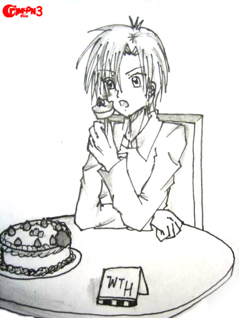 Natsume eats a cake