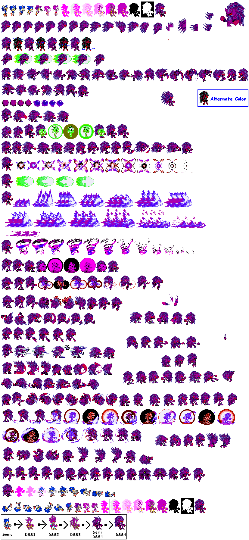 Darkspine Sonic sprites by kaijinthehedgehog on DeviantArt