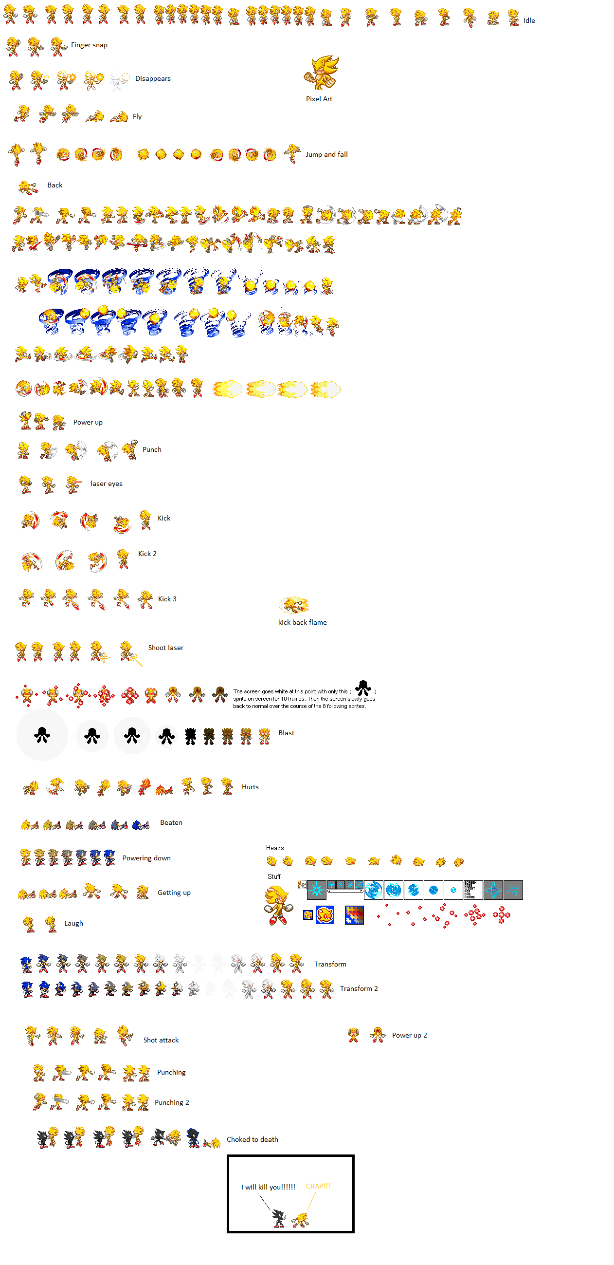 Fleetway Sonic Sprite sheet by Naima156092 on DeviantArt