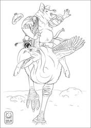 Zhu Bajie (Pigsy) Rides A Gastornis