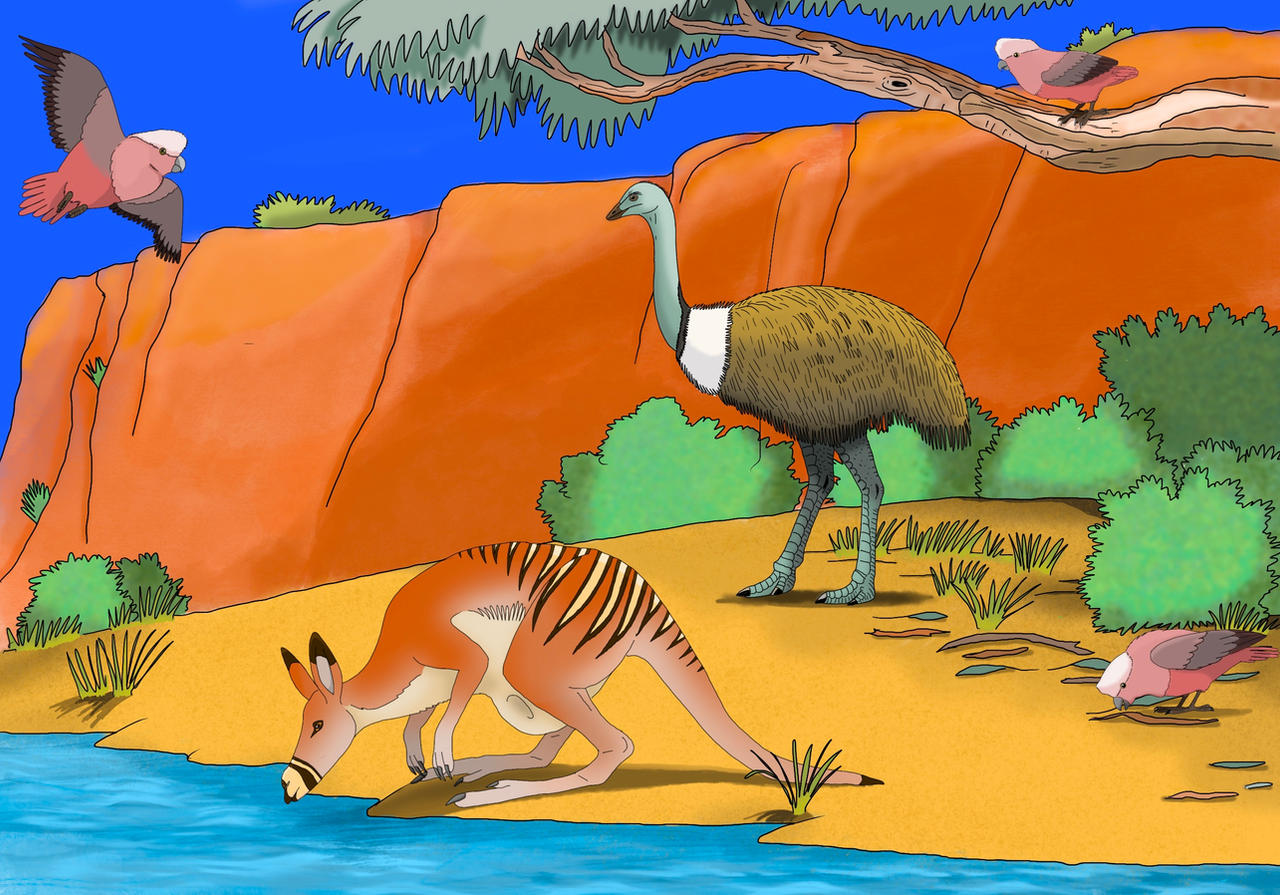 Sahul Examples Future Sahul: natives by the waterhole by alfecha on DeviantArt