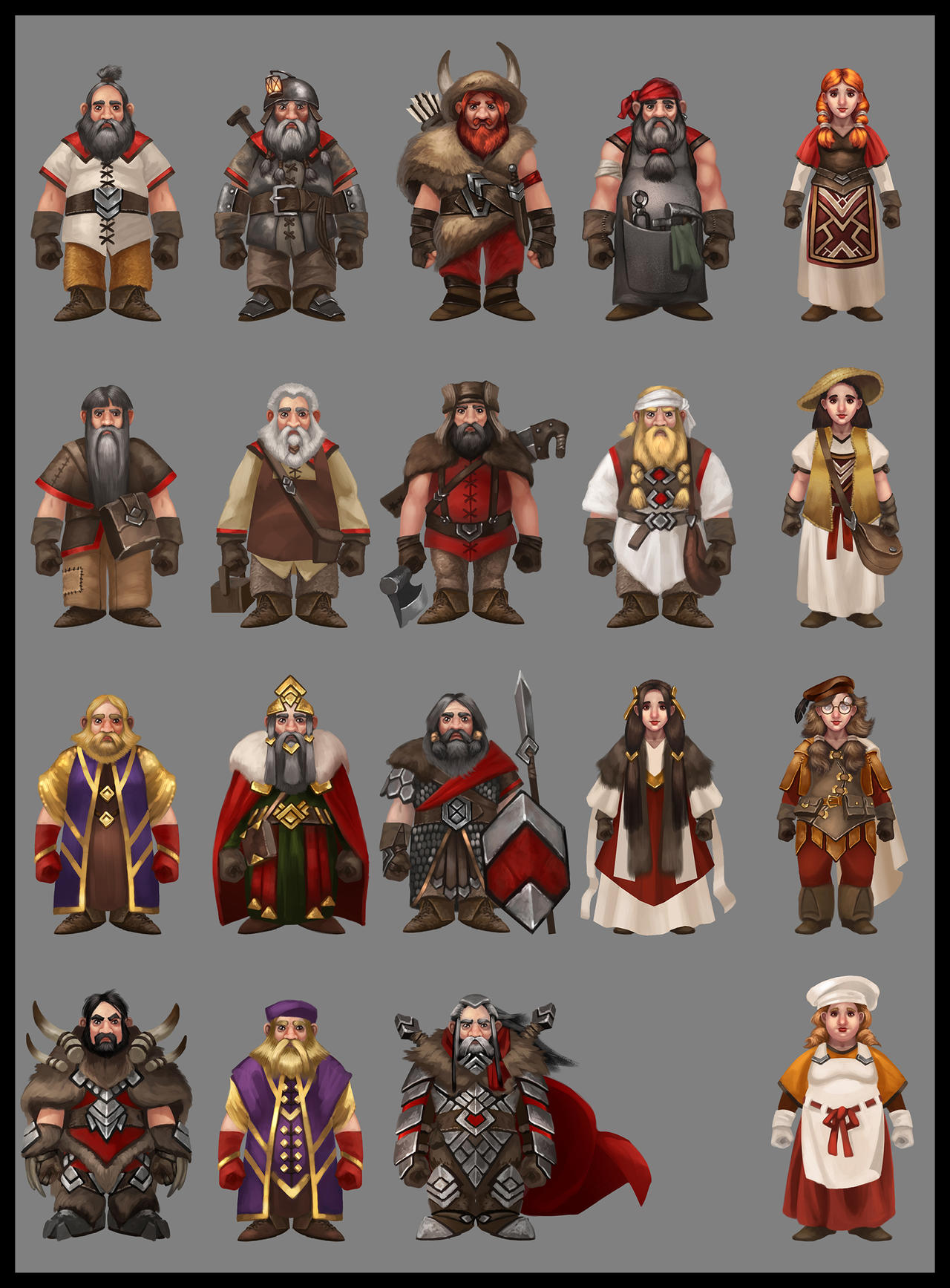 Dwarf characters concept art by AnthonyAvon on DeviantArt