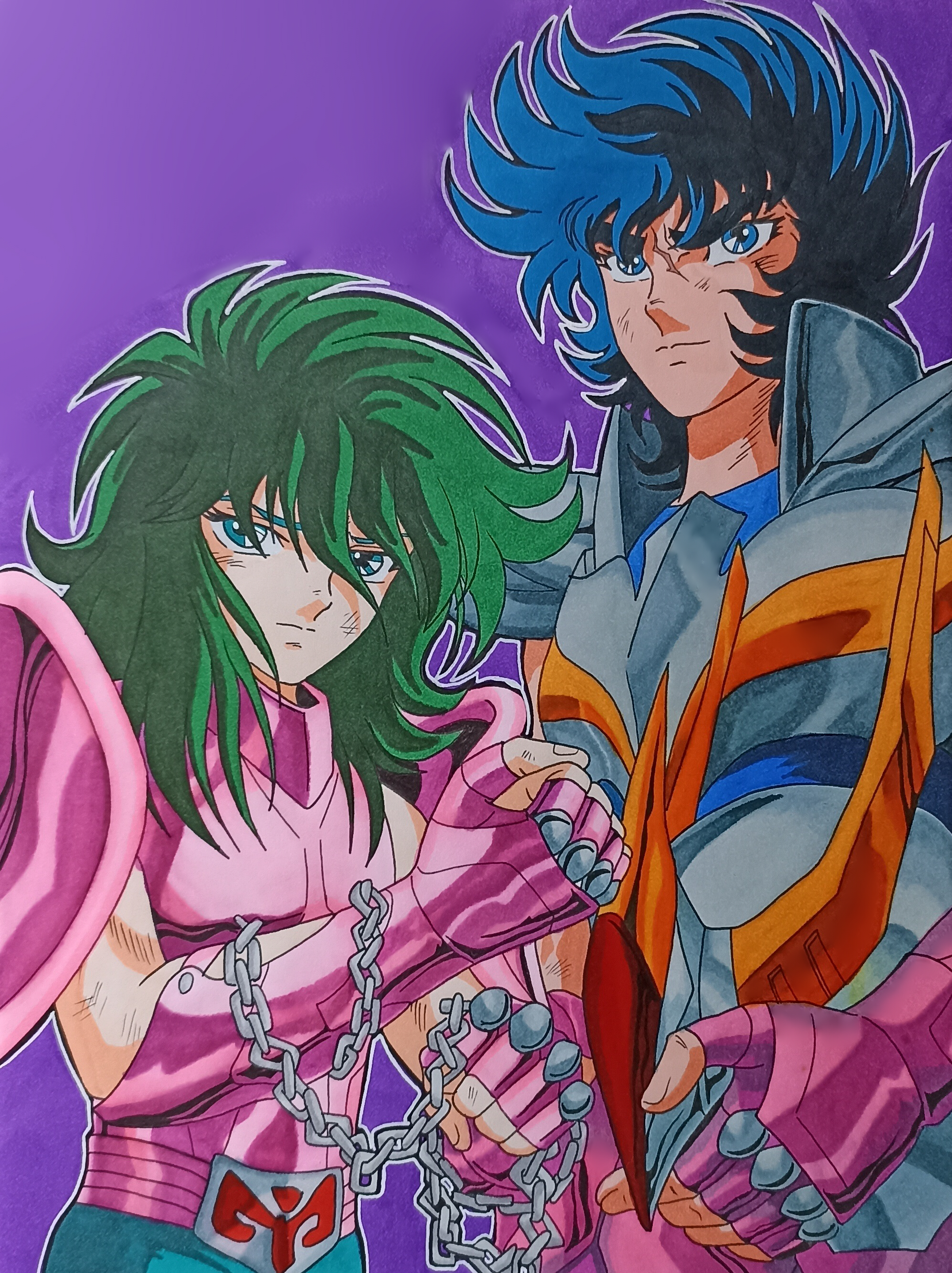 andromeda shun and phoenix ikki (saint seiya) drawn by comar_(komaaru)