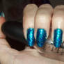 Blue pin marbled nails