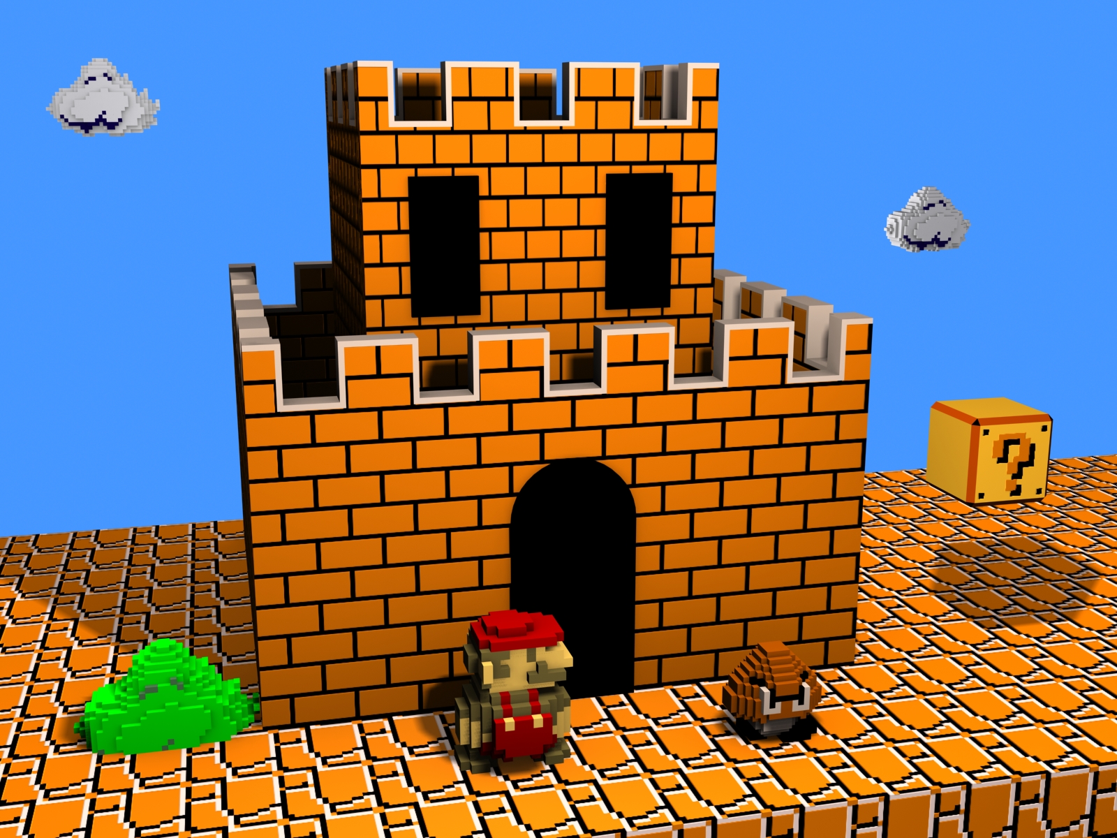 Mario Bros 3D Pixelart