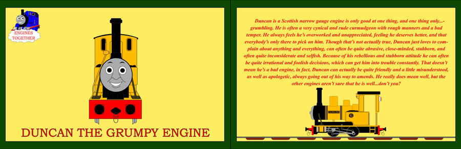 ET-Character Cards-Duncan the Grumpy Engine by MikeD57s on DeviantArt