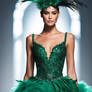 Glamour Unleashed: Emerald and Feathers at NY Fash