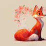 Petals echo the fox's smile