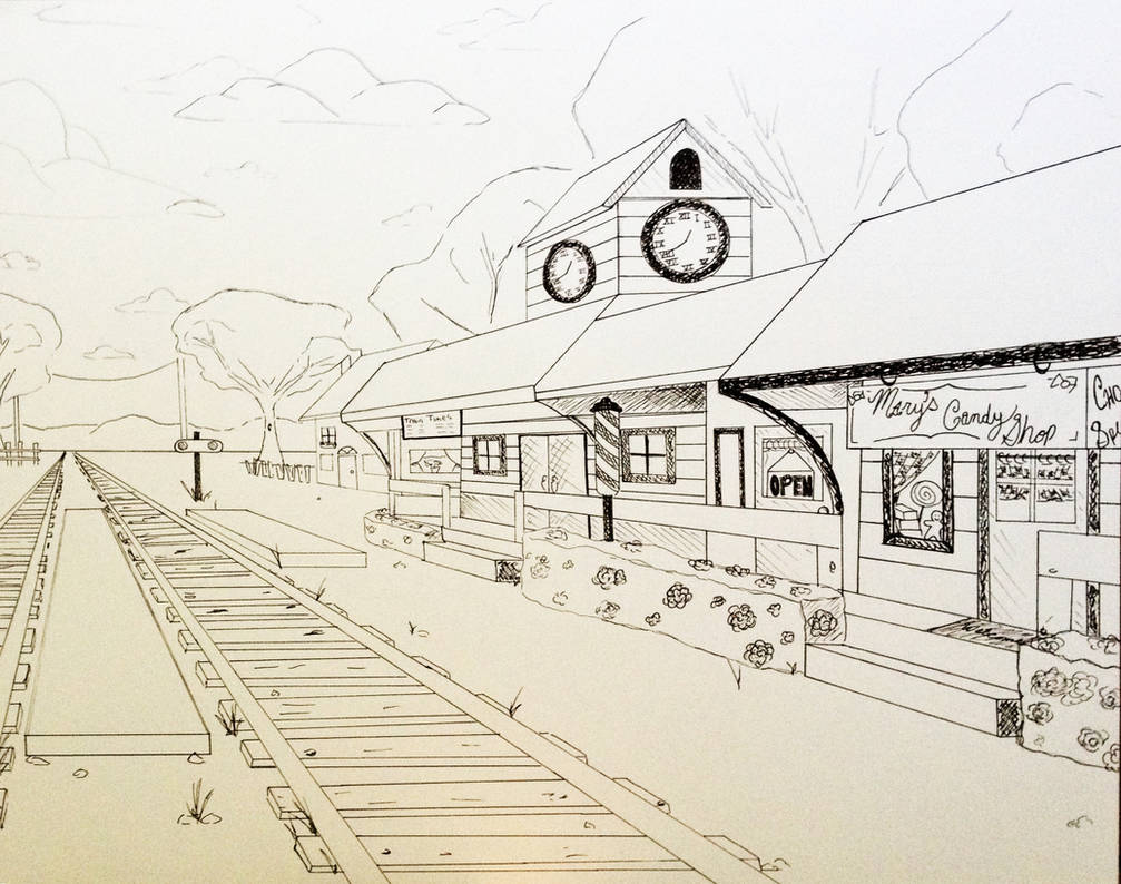 Perspective One Point Train Station by ritsuluvdaiki on DeviantArt