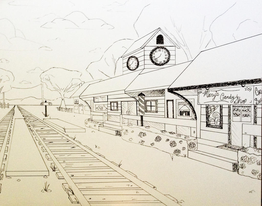 Perspective One Point Train Station By Ritsuluvdaiki On DeviantArt perspective-one-point-train-station-by-ritsuluvdaiki-on-deviantart