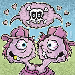 'TWO HEADED SKULL LOVERS' by Sindy Sinn