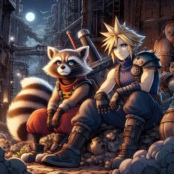 Cloud Strife and Rocket Raccoon