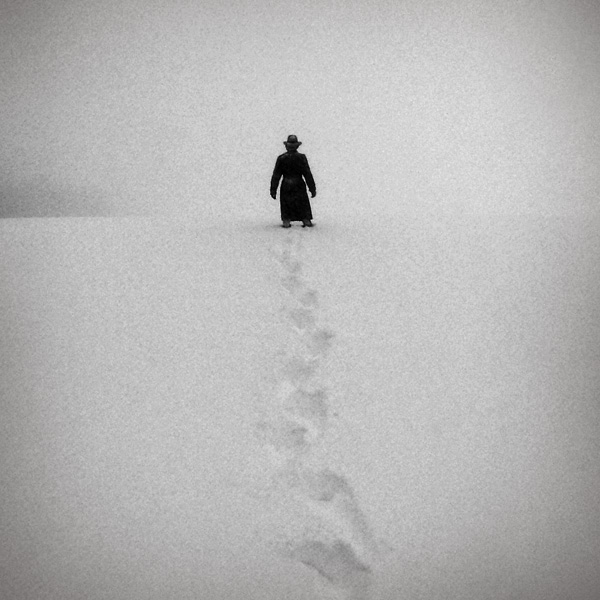 footprints in the snow